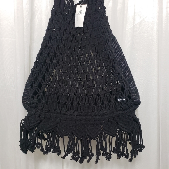 Volcom NWT Road Tripper Crochet Tote Black - Picture 3 of 12